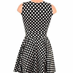 Black & White Polka Dot Crew Neck Sleeveless Fit and Flare - Etsy