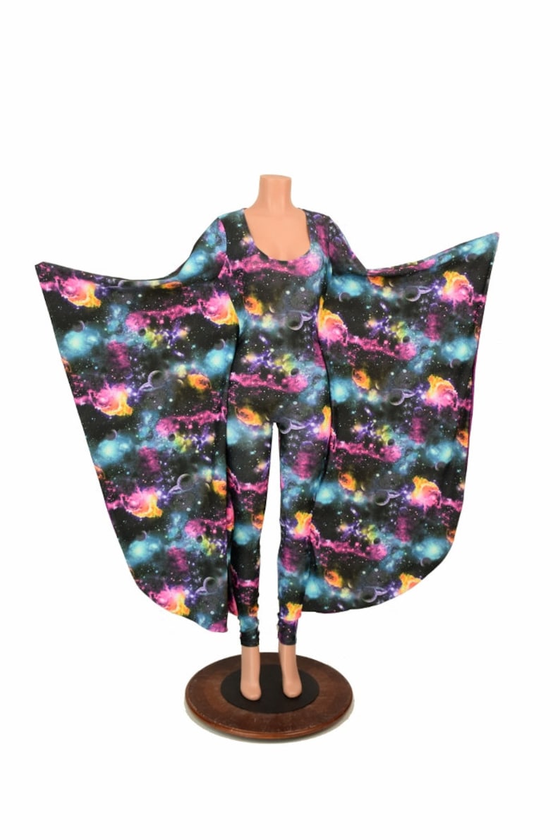 UV GLOW Galaxy and Fuchsia Sparkly Jewel Batwing Catsuit - Etsy