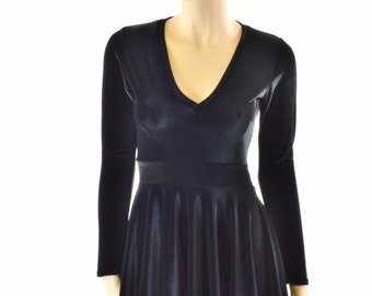 knee length dresses for ladies Adult's Long Sleeve Flower Skater Dress – Moppet & Co main image 1