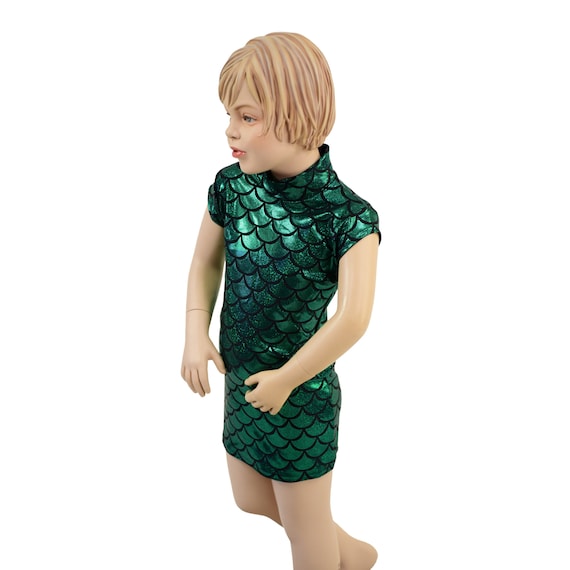 Toddlers and Girls Green Dragon Scale Celia Dress With Turtle Neck and Mini  Cap Sleeves - - Etsy