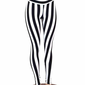 Black & White Stripe Print High Waist Leggings 151240 - Etsy
