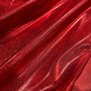 Red Sparkly Jewel Four Way Stretch Spandex Fabric (By the Yard)