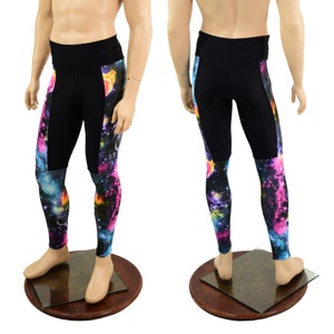 Mens Luchador Color Blocked Leggings in Black Zen and Galaxy 157819