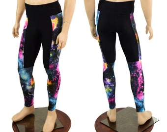 Mens Luchador Color Blocked Leggings in Black Zen and Galaxy 157819