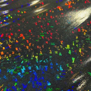 Black Kaleidoscope Holographic Fabric  (By the Yard)