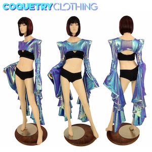 Moonstone Metallic Sharp Shoulder Sorceress Sleeve Bolero with self-lined sleeves (Top Only) Rave Festival Cosplay Wings -