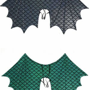 Two Tone Black Dragon Scale BACK/Green Dragon Scale FRONT Wireless Dragon Wings Sparkly Holographic Shiny Wings Only 154770 image 4