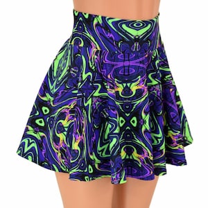 Neon Melt UV Glow Circle Cut Mini Skirt - 155709