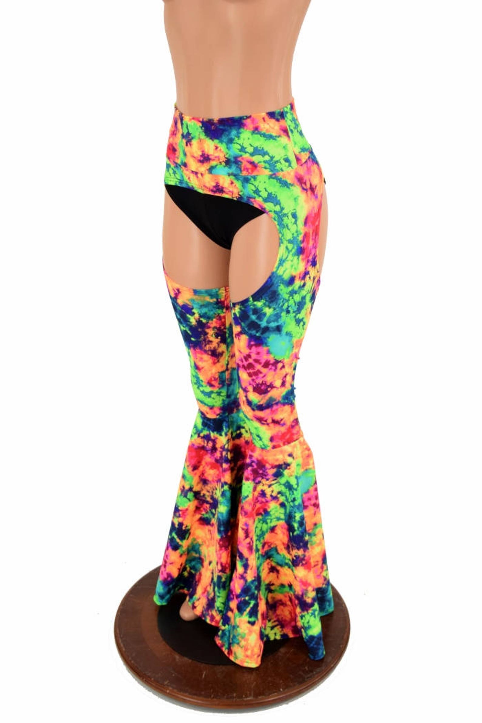 Bell Bottom Flare Chaps in Acid Splash UV GLOW (shorts Not Included) - Etsy