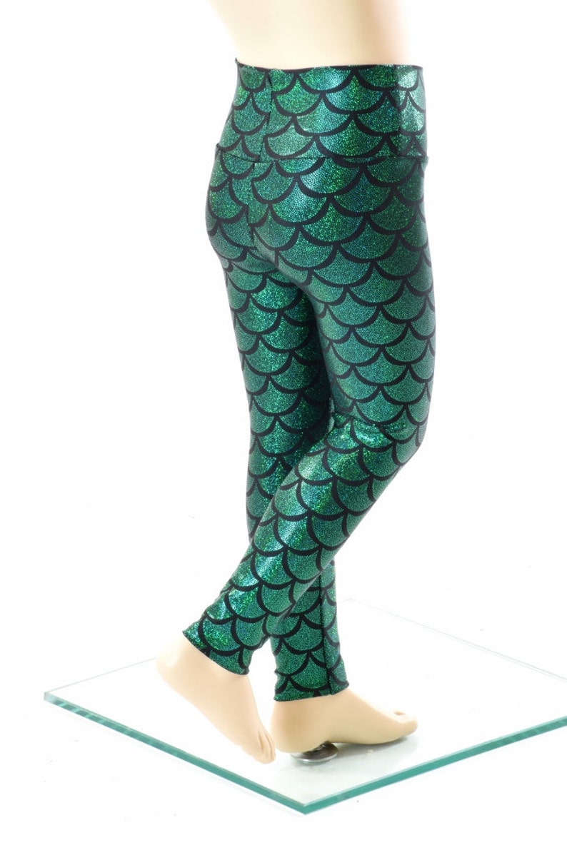 Kids Emerald Green Mermaid Scale Leggings 152067