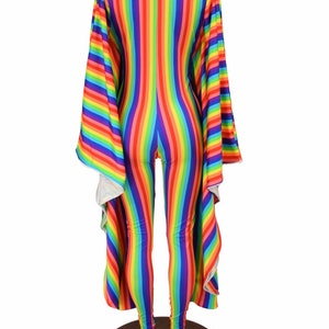 Silvery White & Rainbow Batwing Catsuit main image 1