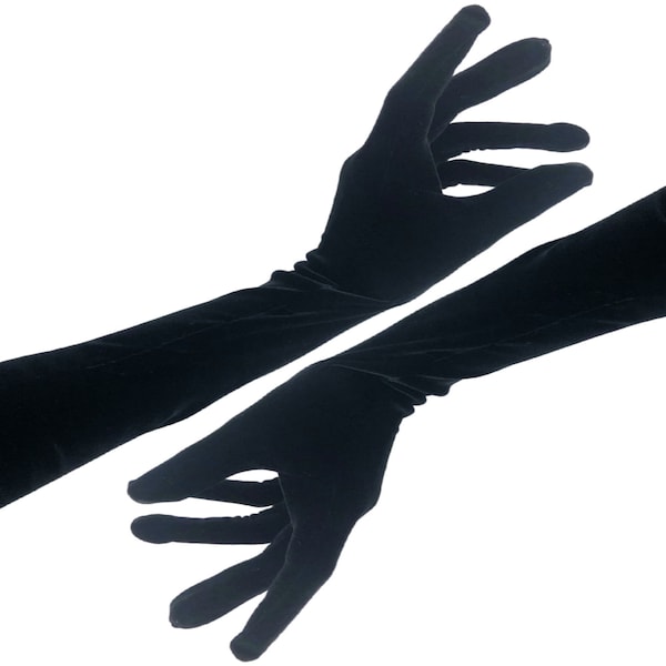 Black Stretch Velvet Gloves 157525