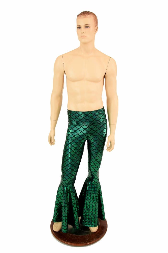 Mens Bell Bottom Flared Leggings Emerald Green Dragon Scale Print Spandex Rockstar Rave Festival Mermaid Meggings 154982 Etsy