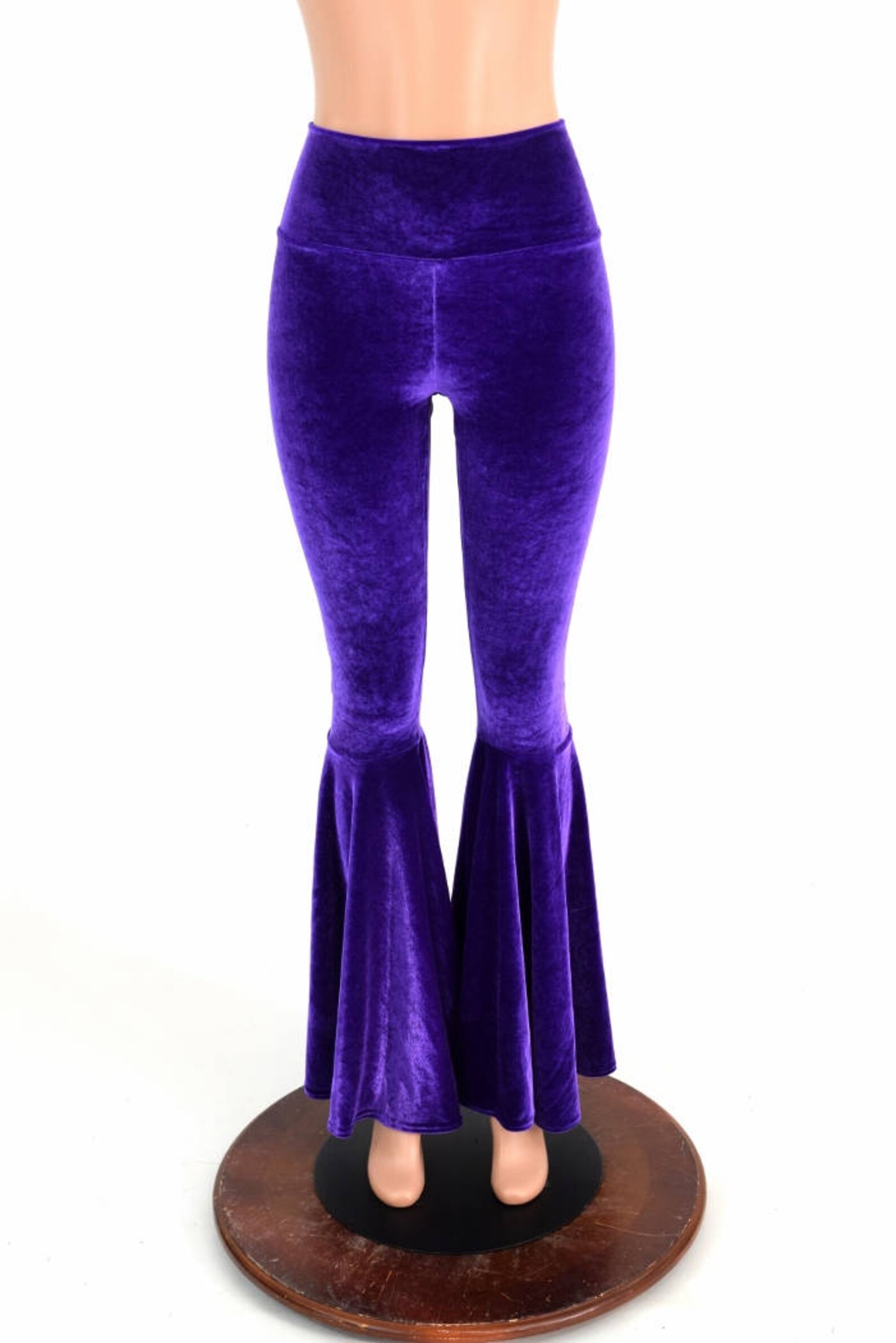 Purple Velvet Bell Bottom Flares Leggings With High Waist & Etsy