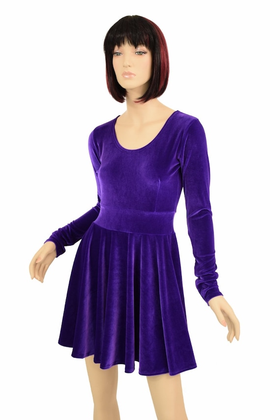 Purple skater dress long sleeve discount