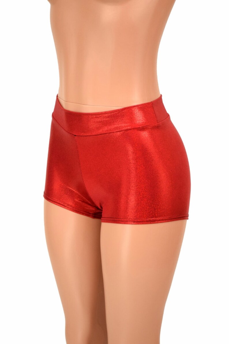 Midrise Red Sparkly Jewel Shorts 155895 | Etsy