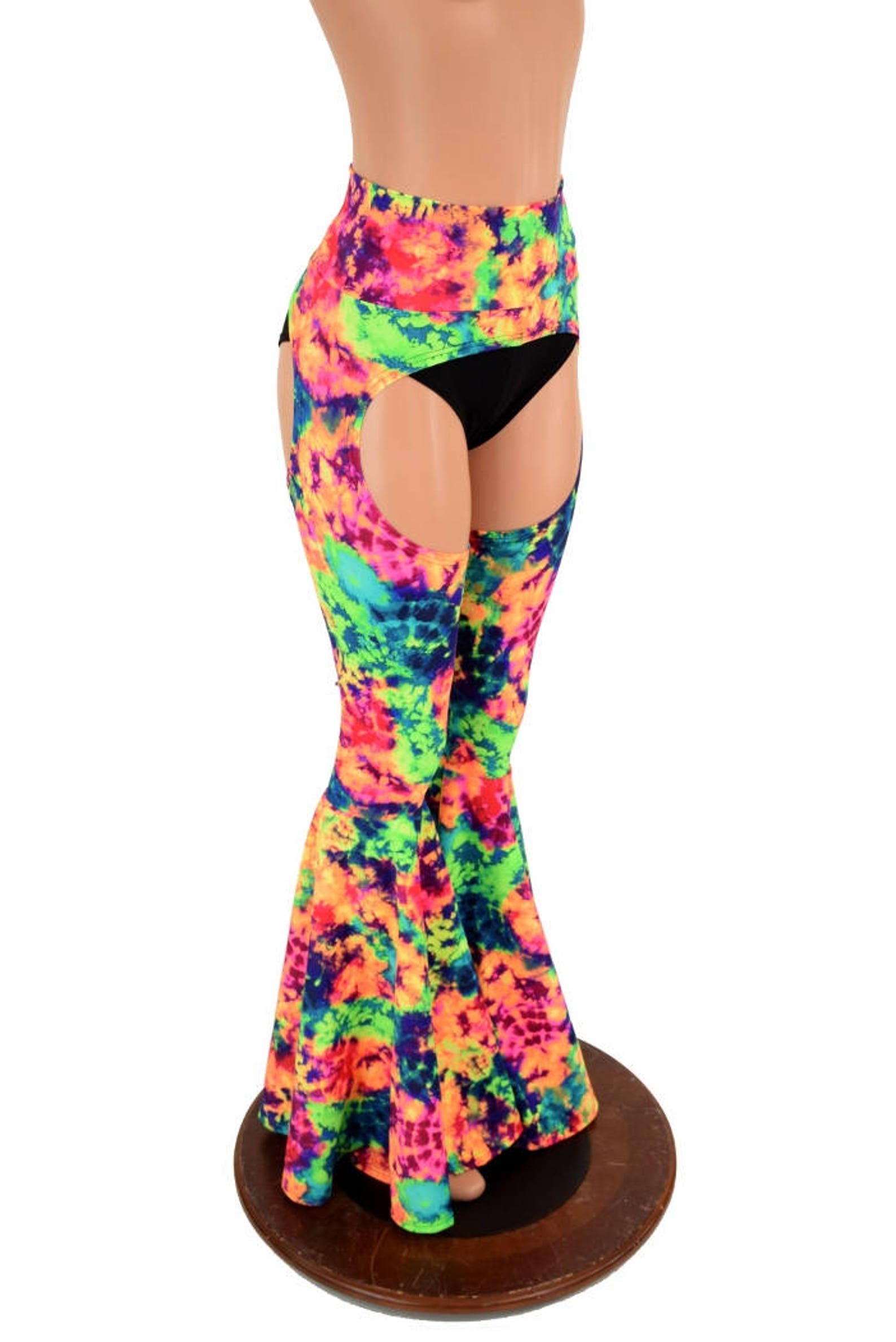 Bell Bottom Flare Chaps in Acid Splash UV GLOW (shorts Not Included) - Etsy