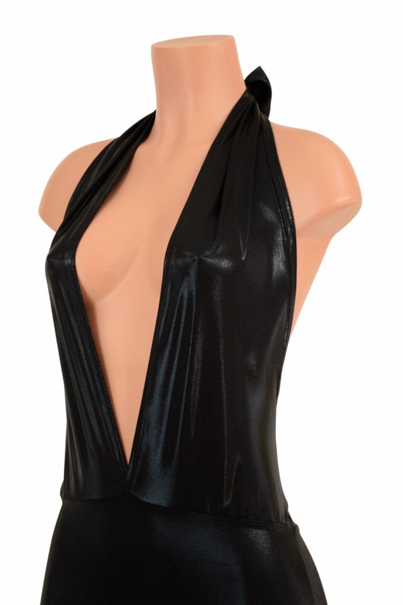 Black Mystique Metallic Josie Halter Catsuit with Etsy