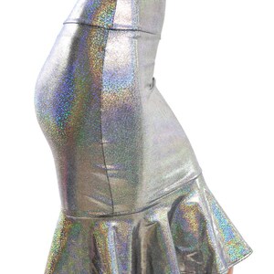 Silver Holographic Ruffled Wiggle Skirt image 2