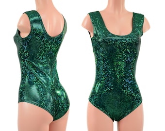 Green Kaleidoscope Tank Style Romper with Siren Cut Leg