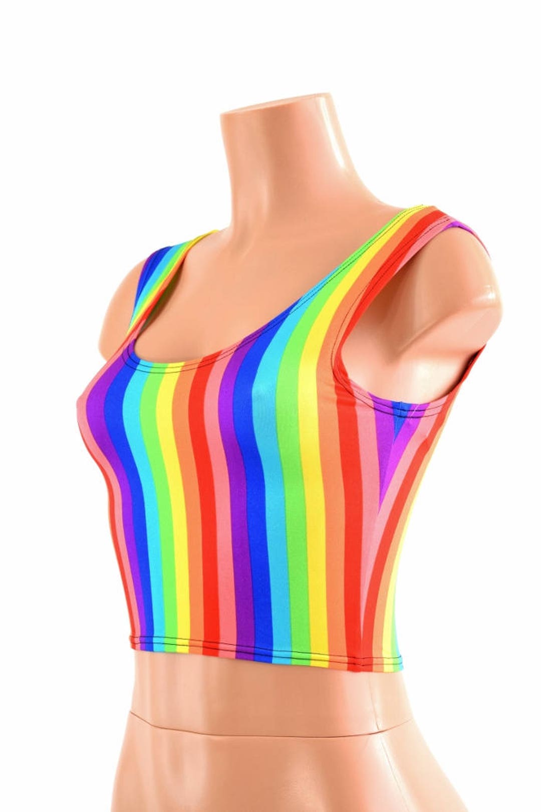 Vertical Rainbow Stripe Crop Tank - - Etsy