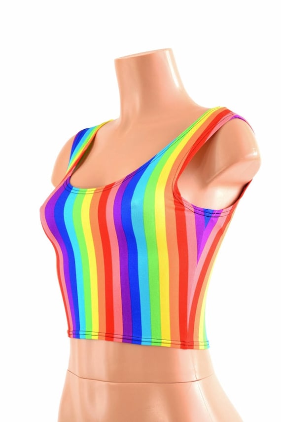 Vertical Rainbow Stripe Crop Tank - - Etsy