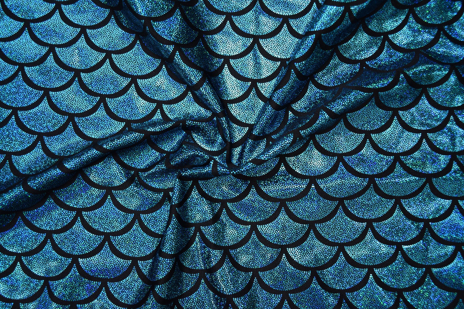 Turquoise Dragon Scale Four Way Stretch Spandex Fabric by the Etsy