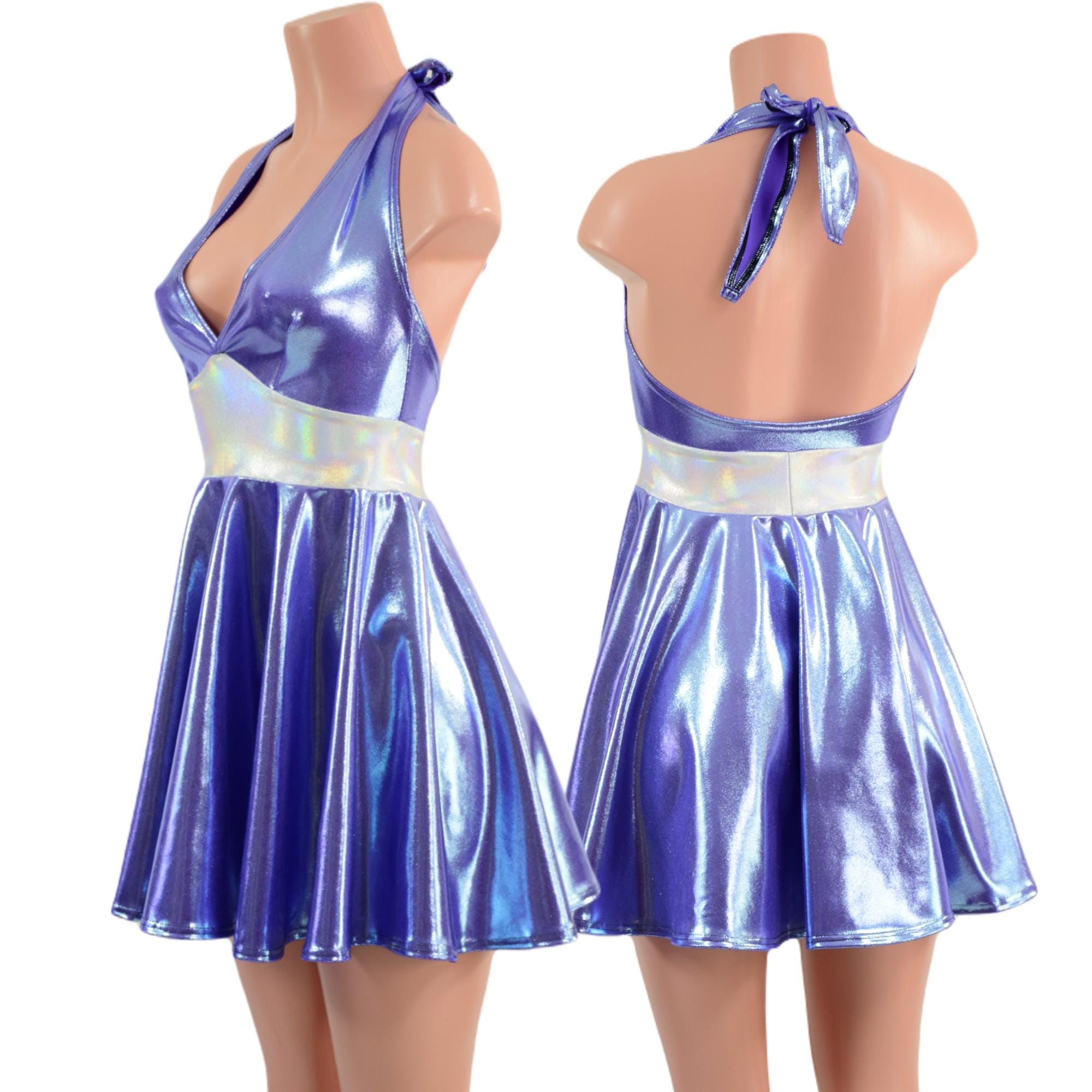knee length dresses for ladies Cut Out Metallic Jersey Mini Dress in Electric Blue - 2