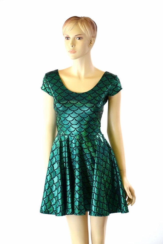 green emerald velvet dress Sequin Skater Shirt Dress - Emerald Green main image 0