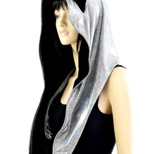 Silver Holographic & Galaxy Reversible  Infinity Festival Hood