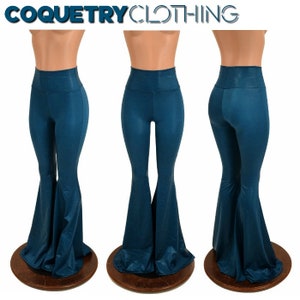 Nile Blue Solar Flare Leggings with High Waist & Stretchy Spandex Fit - 156496