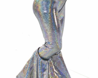 Kids Silver Holographic Bell Bottom Flared Rock Star Pants  Sizes 2T 3T 4T and 5-12   152284