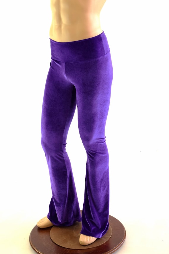 Mens Purple Velvet Boot Cut Pants