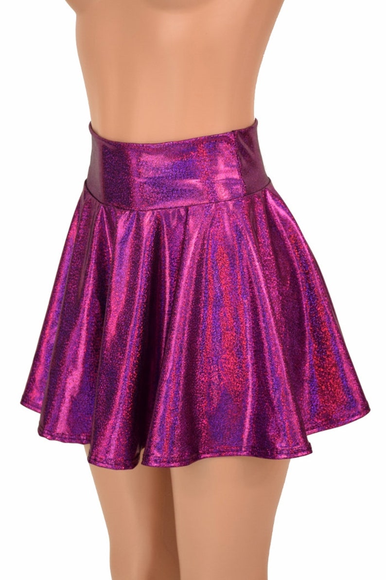 Fuchsia Sparkly Jewel Metallic Circle Cut Mini Skirt 152372 | Etsy