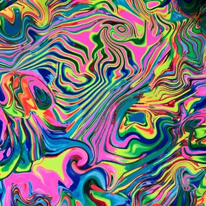 UV NEON Flux Print Spandex Fabric Four Way Stretch (By the Yard)