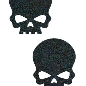 Black Holographic Skull Pasties