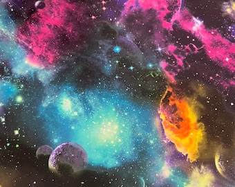 UV Glow Galaxy Print Spandex Fabric  (By the Yard)