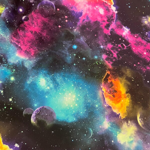 Tissu élasthanne brillant UV Galaxy Print (par mètre)