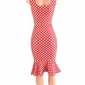 Red & White Polka Dot Print Sexy Tank Style Pinup Wiggle Dress 151201 ...