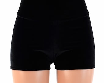 Black Velvet High Waist Shorts 154138