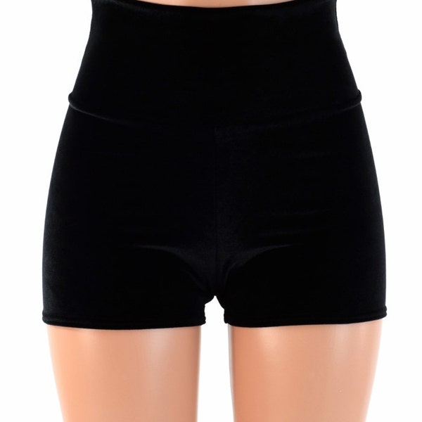 Black Velvet High Waist Shorts 154138