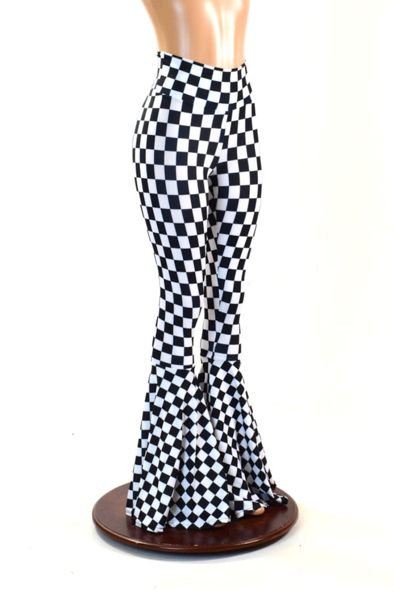 checkered bell bottom pants