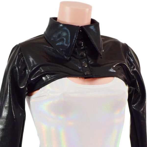 Black Mystique Long Sleeve Bolero with Snap Front Rodeo Collar