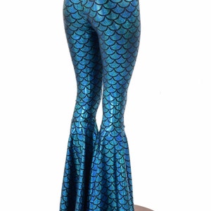 Turquoise Dragon Scale High Waist Mermaid Bell Bottom Flare - Etsy