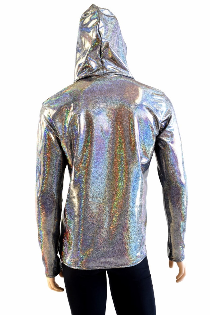 Silver Holographic Long Sleeve Crop main image 1