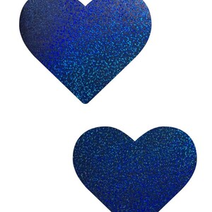 Blue Sparkly Jewel Heart Pasties Body Stickers Shiny Holographic