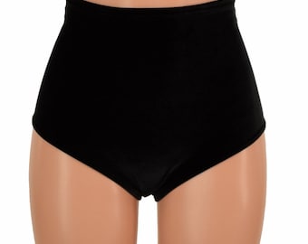 High Waist Siren Shorts in Black Velvet-