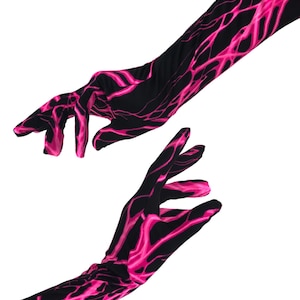 UV Glow Neon Pink Lightning Gloves 157523