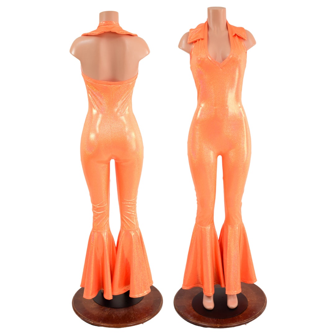 Patriotic Catsuit with Bell Bottoms and Laceup Neckline