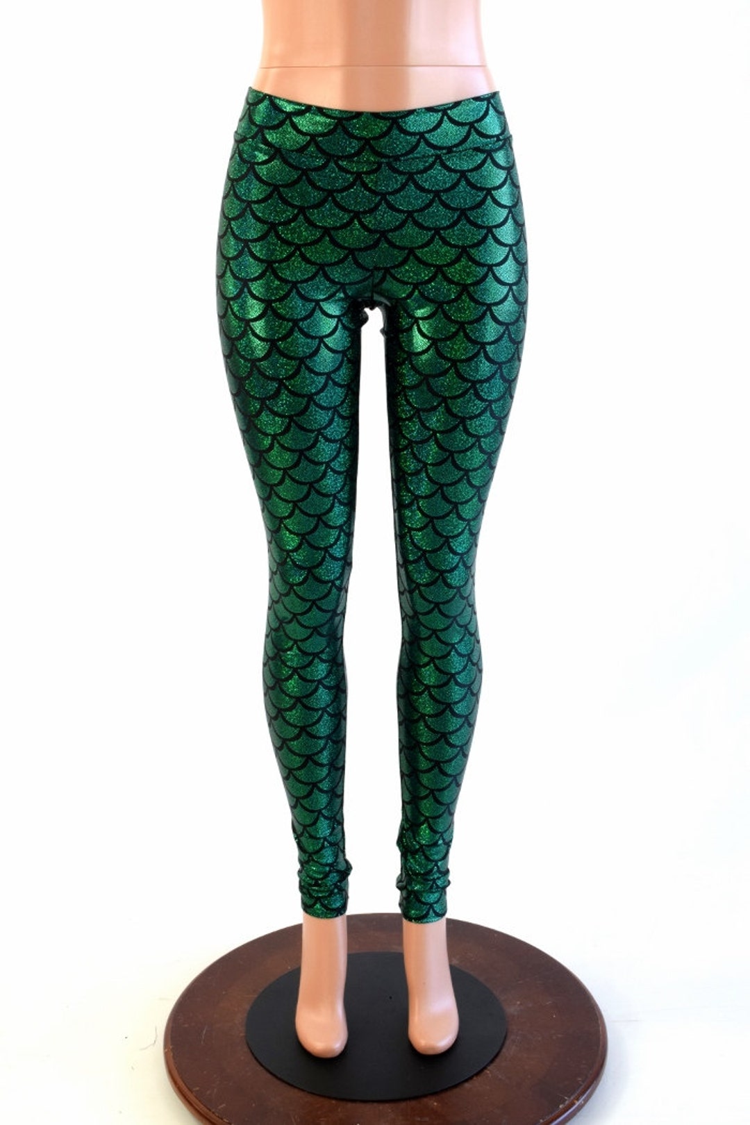 Mermaid Leggings in Green Dragon Scale With Mid Rise Waist 154135 -   Canada